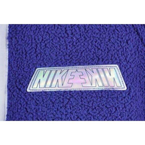 (M) $140 Nike NSW Swoosh Sherpa Oversized Fleece Zip-Up Jacket Navy Blue Sherpa - Picture 6 of 9